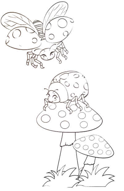two ladybugs coloring worksheet